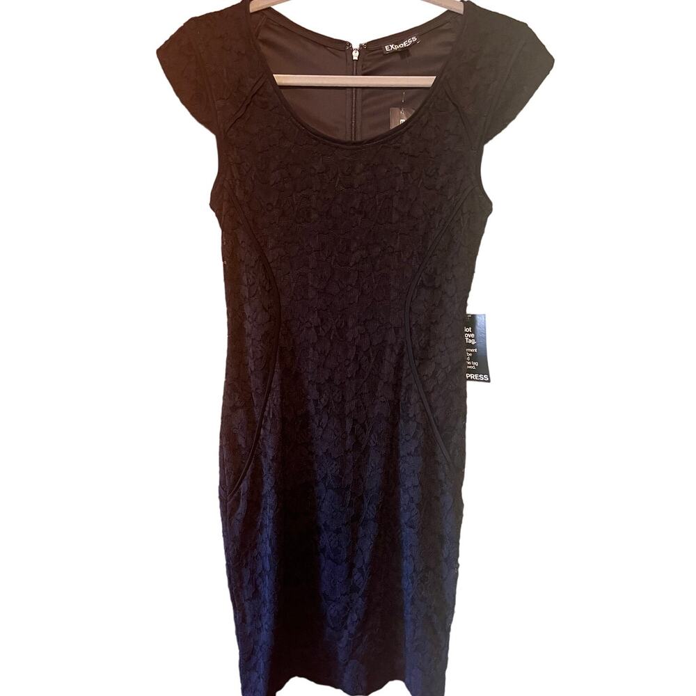 Express Black Lace Fitted Mini Dress - Size 4 - NWT